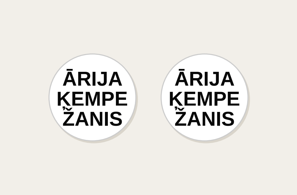 Pair of 42mm white custom text earrings with three lines of black Classic lettering